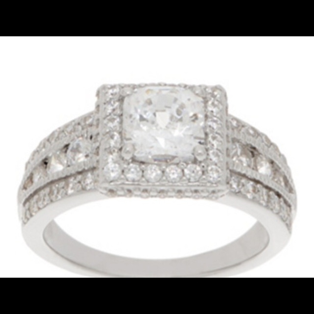 Diamonique Princess Cut Ring, size 7
